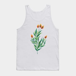 Spring Green Plant With Orange Buds Tank Top